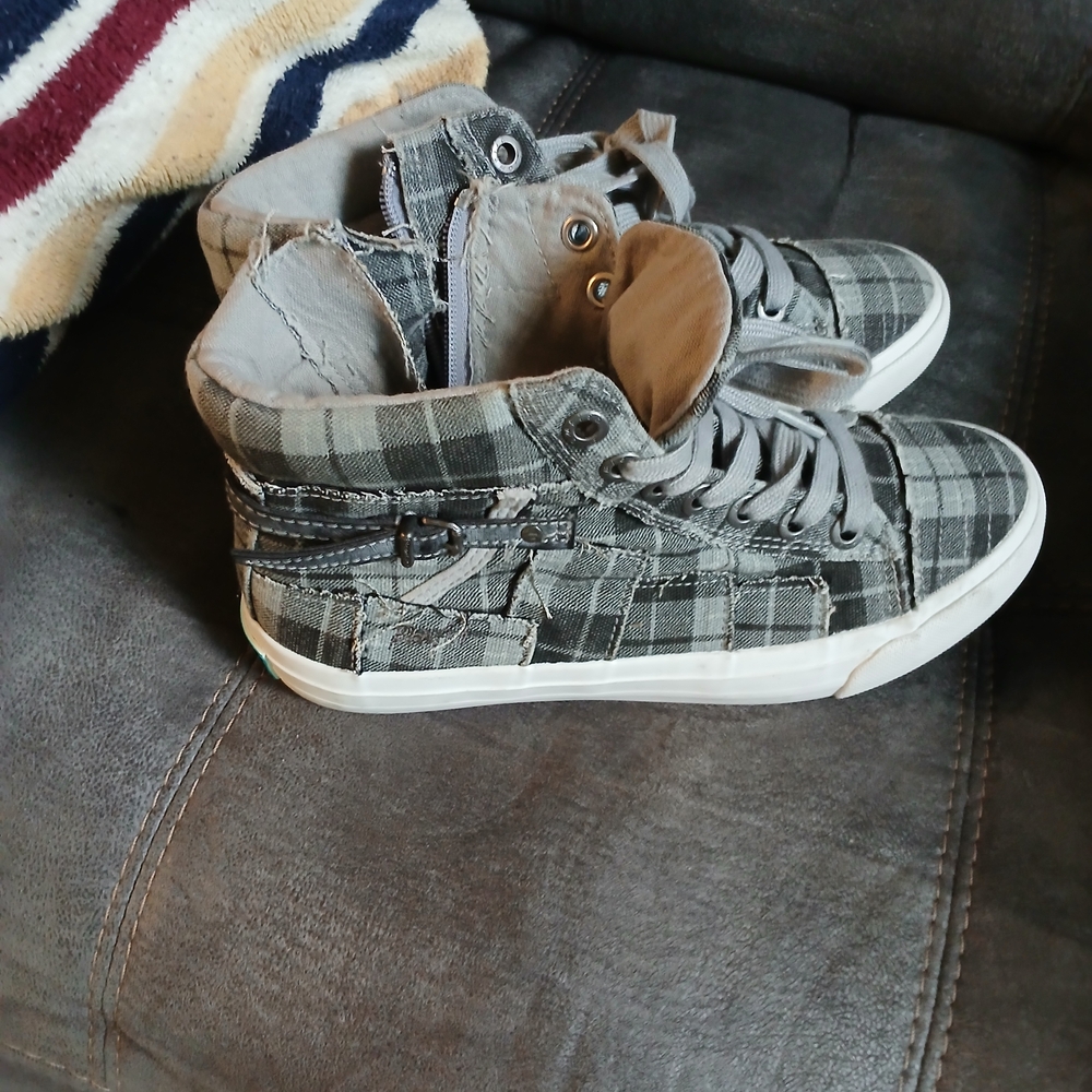Blowfish Gray Plaid High-Top Sneakers